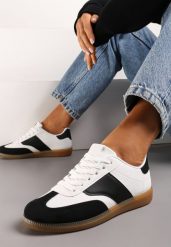 Czarno-Białe Sneakersy Tenisówki z Klasycznym Sznurowaniem Norio. Czarne trampki Renee, bez wzorów, z jeansu, klasyczne, bez zapięcia. W wyprzedaży za 63.99 zł.