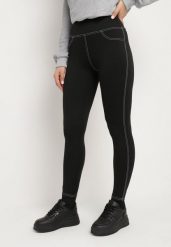 Czarne Legginsy z Wysokim Stanem Stylizowane na Jeansy Elayn. Czarne legginsy Born2be, bez wzorów, z denimu, eleganckie. Za 79.99 zł.