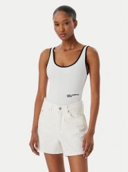 Karl Lagerfeld Jeans Body A2W17021 Biały Slim Fit. Białe body i gorsety Karl Lagerfeld Jeans, bez wzorów, z bawełny, bez ramiączek. Za 290.99 zł.