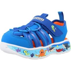 Sandały SKECHERS PLAY SCENE SPLASH Niebieski. Niebieskie sandały Skechers, bez wzorów, z materiału, bez obcasa, bez zapięcia. Za 159.99 zł.