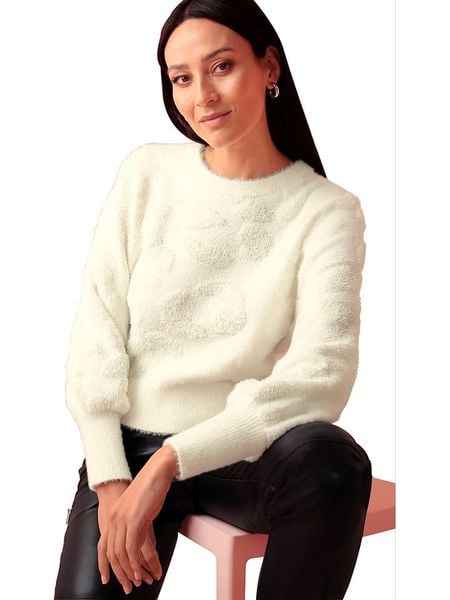 Heine Sweter w kolorze kremowym rozmiar: 50. Brązowe swetry Heine, bez wzorów, bez ramiączek. Za 60.99 zł.