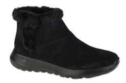 Buty zimowe damskie, Skechers On The Go Joy Bundle Up. Czarne buty trekkingowe Skechers, bez wzorów, z materiału, przed kolano, bez zapięcia, trekkingowe. Za 209.00 zł.