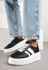 Czarne Sneakersy Typu Kultowe Tenisówki na Platformie Redoreve. Czarne trampki Renee, bez wzorów, z jeansu, klasyczne, bez zapięcia. W wyprzedaży za 67.99 zł.