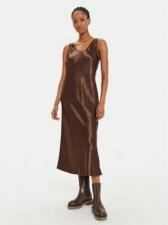 Max Mara Leisure Sukienka koktajlowa Talete 2426226028 Brązowy Regular Fit. Brązowe sukienki Max Mara Leisure, bez wzorów, z satyny, wizytowe, bez kołnierzyka, bez ramiączek. Za 489.99 zł.