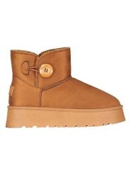 Geographical Norway Botki zimowe "Osiris" w kolorze jasnobrązowym rozmiar: 39. Brązowe botki Geographical Norway, bez wzorów, z futra, bez obcasa, bez zapięcia. Za 56.53 zł.