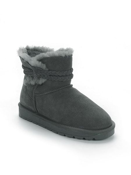 NICEBAY Skórzane botki zimowe "Leorgie" w kolorze szarym rozmiar: 38. Szare botki NICEBAY, bez wzorów, z materiału, bez obcasa, bez zapięcia. Za 176.08 zł.