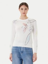 Desigual Sweter Arty 25WWJF33 Biały Regular Fit. Białe swetry Desigual, xl, bez wzorów, z wiskozy, bez ramiączek. Za 229.99 zł.