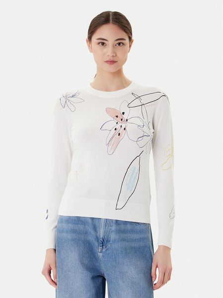 Desigual Sweter Arty 25WWJF33 Biały Regular Fit. Białe swetry Desigual, s, bez wzorów, z wiskozy, bez ramiączek. Za 198.99 zł.