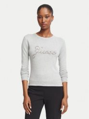 Guess Sweter W6BR53 Z1454 Szary Regular Fit. Szare swetry Guess, s, z aplikacjami, z wiskozy, bez ramiączek. Za 344.99 zł.