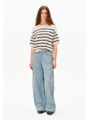 Armedangels Sweter ''Striped'' w kolorze kremowo-czarnym rozmiar: M. Brązowe swetry ARMEDANGELS, m, bez wzorów, ze splotem, bez ramiączek. Za 209.95 zł.
