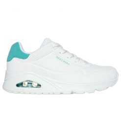 Buty Skechers Pop Back W 177092 Wmnt białe. Białe buty treningowe bez wzorów, z zamszu, bez zapięcia. Za 618.68 zł.