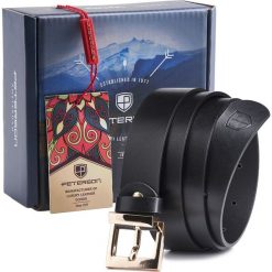 Pasek skórzany Peterson PTN SSZ-5 czarny. Czarne paski Peterson, bez wzorów, ze skóry, eleganckie. Za 67.99 zł.