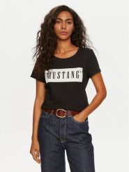 Mustang T-Shirt Alma 1013932 Czarny Regular Fit. Czarne t-shirty Mustang, xs, bez wzorów, z bawełny, bez kołnierzyka, bez ramiączek. Za 79.99 zł.