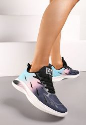 Czarno-Różowe Buty Sportowe z Kolorowym Printem Ombre Pinaria. Czarne buty sportowe lifestyle Renee, bez wzorów, z materiału, bez zapięcia. W wyprzedaży za 56.99 zł.