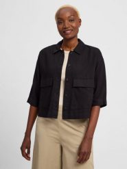 Comma casual identity kurtka pudełkowa z zawartością lnu Kobiety len czarny, 44. Czarne kurtki comma casual identity, bez wzorów, ze lnu, casualowe, bez kaptura. Za 329.95 zł.