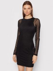 ROTATE Sukienka koktajlowa Monique RT851 Czarny Slim Fit. Czarne sukienki ROTATE, bez wzorów, z syntetyku, wizytowe, bez kołnierzyka, bez ramiączek. Za 849.99 zł.