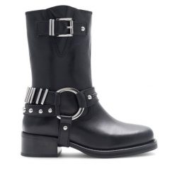 Botki Badura. Czarne botki Badura, bez wzorów, bez obcasa, na słupku, bez zapięcia. Za 239.99 zł.