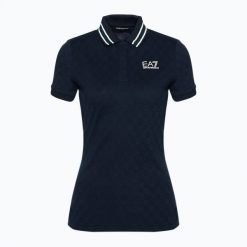 Koszulka damska EA7 Emporio Armani Golf Pro Polo Damier. Niebieskie swetry EA7 Emporio Armani, s, bez wzorów, z bawełny, eleganckie, bez ramiączek. Za 429.99 zł.
