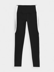 Legginsy do biegania szybkoschnące damskie. Czarne legginsy 4f, bez wzorów, z materiału. Za 169.99 zł.