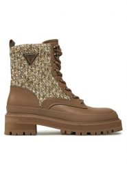 Guess Trapery Badany FLFBDN ELE10 Beżowy. Brązowe traperki Guess, z aplikacjami, ze skóry, bez obcasa, bez zapięcia. Za 799.99 zł.