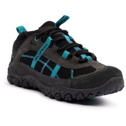 Trespass Fell - buty treningowe damskie w kolorze węgla drzewnego i turkusowe. Szare buty treningowe Trespass, bez wzorów, z materiału, bez zapięcia, trekkingowe. Za 220.25 zł.
