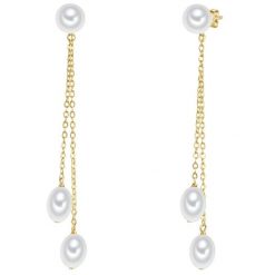 Valero Pearls Kolczyki wiszące srebrne srebro wysokiej próby Perła hodowlana słodkowodna żółte złoto 1 ct Damski. Szare kolczyki Valero Pearls, z perłą, pozłacane. Za 299.99 zł.