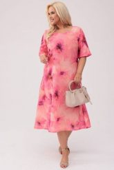 Trapezowa koralowa sukienka w kwiaty MIDI PLUS SIZE XXL OVERSIZE WIOSNA. Pomarańczowe sukienki Moda Size Plus Iwanek, na co dzień, l, bez wzorów, z elastanu, eleganckie, bez kołnierzyka, plus size, bez ramiączek, midi, oversize. W wyprzedaży za 79.90 zł.