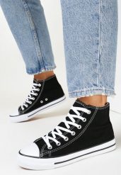 Czarne Sznurowane Trampki z Cholewką za Kostkę Socerio. Czarne trampki Born2be, bez wzorów, klasyczne, za kostkę, bez zapięcia. Za 39.99 zł.