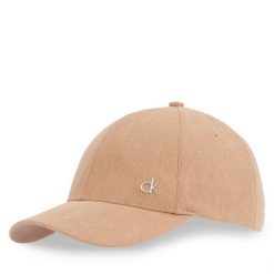 Czapka z daszkiem Calvin Klein. Brązowe czapki z daszkiem Calvin Klein, bez wzorów. Za 119.99 zł.