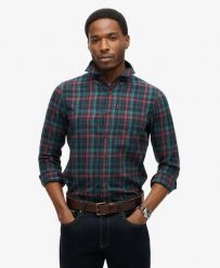 Superdry Koszula Vintage w Kratę z Bawełny Organicznej. Niebieskie koszule Superdry, xl, bez wzorów, z bawełny, klasyczne, bez kołnierzyka, bez ramiączek. Za 314.00 zł.