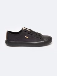 Trampki damskie niskie czarne RR274774 906. Czarne trampki BIG STAR, bez wzorów, z gumy, klasyczne, bez zapięcia. Za 149.99 zł.