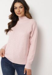 Różowy Sweter Golf z Ozdobnym Tłoczeniem Zakończony Ściągaczem Melodiea. Czerwone swetry Born2be, na zimę, bez wzorów, bez ramiączek. W wyprzedaży za 84.99 zł.
