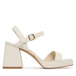 Sandały Aldo. Białe sandały Aldo, bez wzorów, bez obcasa, na słupku, bez zapięcia. Za 319.99 zł.