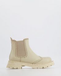 SZTYBLETY DAMSKIE 02401415 BEIGE. Brązowe botki Venezia, bez wzorów, ze skóry, bez obcasa, bez zapięcia. Za 319.00 zł.