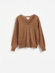 Wełniany sweter - warm olive. Zielone swetry Reserved, l, bez wzorów, z wełny, bez ramiączek. Za 219.99 zł.