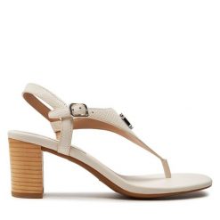 Sandały LAUREN RALPH LAUREN. Białe sandały Lauren Ralph Lauren, bez wzorów, bez obcasa, na słupku, bez zapięcia. Za 789.99 zł.