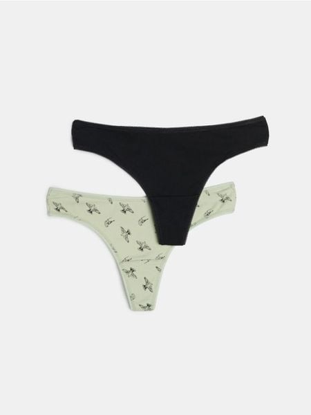 Bawełniane stringi typu tanga 2 pack - wielobarwny. Czerwone stringi Sinsay, bez wzorów, z bawełny. Za 9.99 zł.