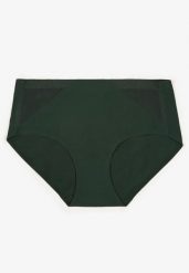 Ciemnozielone Majtki Figi High Waist z Bezszwowym Wykończeniem Kolaniris. Zielone figi Renee, bez wzorów, z jeansu, z podwyższonym stanem. Za 9.99 zł.