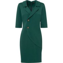 Sukienka z dżerseju. Zielone sukienki bonprix, bez wzorów, z dżerseju, eleganckie, bez kołnierzyka, bez ramiączek. Za 159.99 zł.