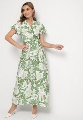Zielona Sukienka Kopertowa z Wiskozy z Wiązanym Paskiem Eladoriel. Zielone sukienki Born2be, na co dzień, l, bez wzorów, z wiskozy, eleganckie, bez kołnierzyka, bez ramiączek, maxi, kopertowe. Za 99.99 zł.