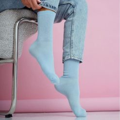 Błękitne skarpetki damskie 1222. Niebieskie skarpetki Milena, bez wzorów, z bawełny. Za 16.90 zł.