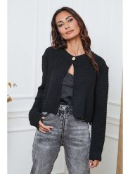 So Cachemire Kardigan "Fakis" w kolorze czarnym rozmiar: M. Czarne swetry So Cachemire, m, bez wzorów, z wełny, bez ramiączek. Za 131.12 zł.