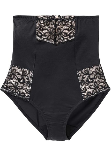 Figi, silny efekt modelowania sylwetki. Czarne bielizna modelująca bonprix, bez wzorów, z jeansu, z podwyższonym stanem. Za 77.99 zł.