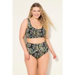 Damskie Slipy bikini wysoki stan styl fig nadruk tropikalny. Czarne bikini Ulla Popken, bez wzorów, z elastanu. Za 93.99 zł.