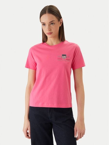 Gant T-Shirt 4200277 Różowy Regular Fit. Czerwone t-shirty Gant, s, bez wzorów, z bawełny, bez kołnierzyka, bez ramiączek. Za 166.99 zł.