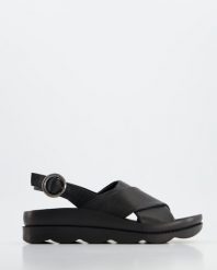 CZARNE SANDAŁY DAMSKIE 297402 BLACK. Czarne sandały Venezia, bez wzorów, ze skóry, bez obcasa, bez zapięcia. Za 339.00 zł.