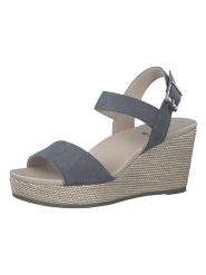 S.Oliver Sandały w kolorze niebieskim na koturnie rozmiar: 39. Niebieskie sandały S.Oliver, bez wzorów, z otwartym noskiem, bez obcasa, na koturnie, bez zapięcia. Za 110.29 zł.