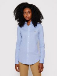Polo Ralph Lauren Koszula 211664427001 Błękitny Slim Fit. Niebieskie koszule Polo Ralph Lauren, l, bez wzorów, z bawełny, bez kołnierzyka, bez ramiączek. Za 489.99 zł.