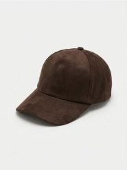 Czapka z daszkiem z imitacji zamszu - brązowy. Brązowe czapki z daszkiem Sinsay, bez wzorów. Za 17.99 zł.