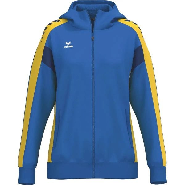 Wielokolorowa kurtka treningowa Erima Celebrate 125 z kapturem. Niebieskie bluzy 55PROTEC, bez wzorów, z materiału, z kapturem. Za 252.95 zł.
